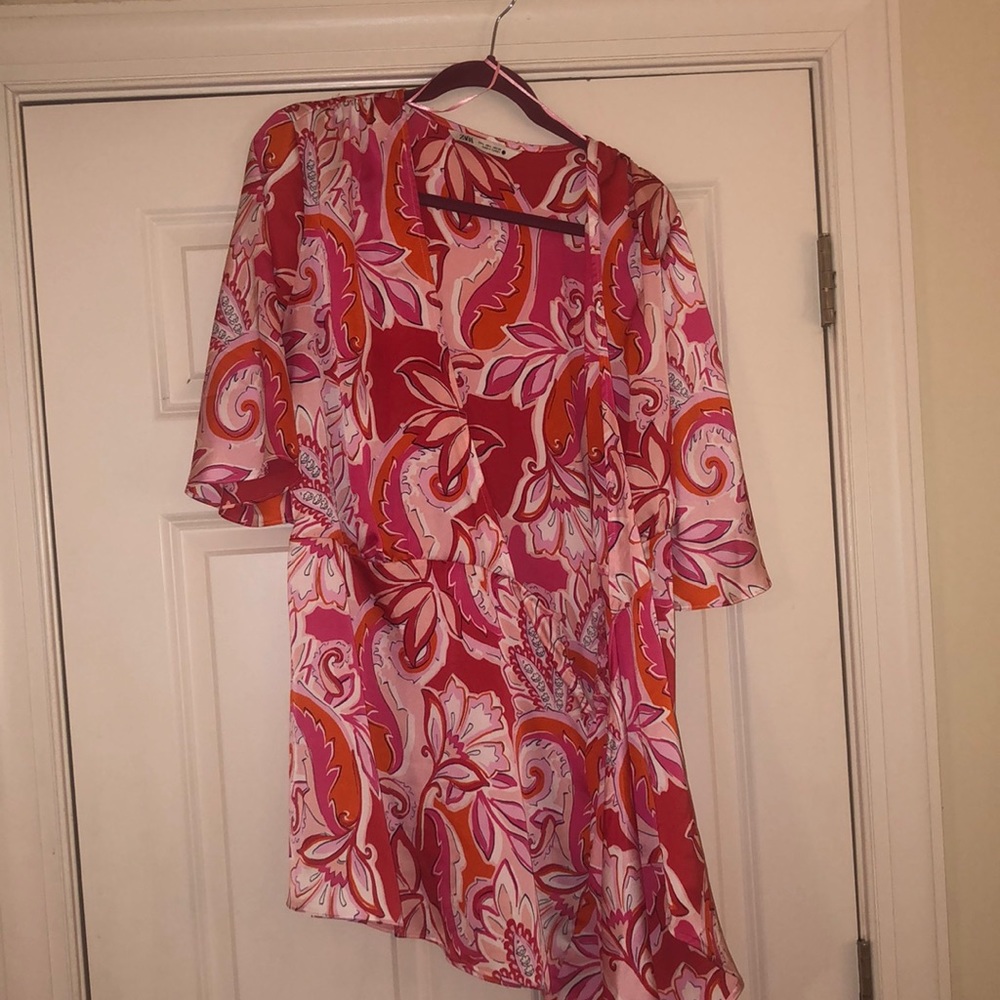 Zara Pink Paisley Wrap dress